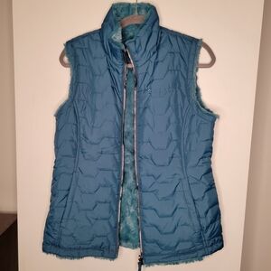Free Country Teal Quilted Fleece-Lined Women's Vest Reversible M